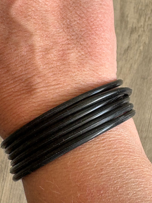 Black Silicone Jelly Bracelet Stack