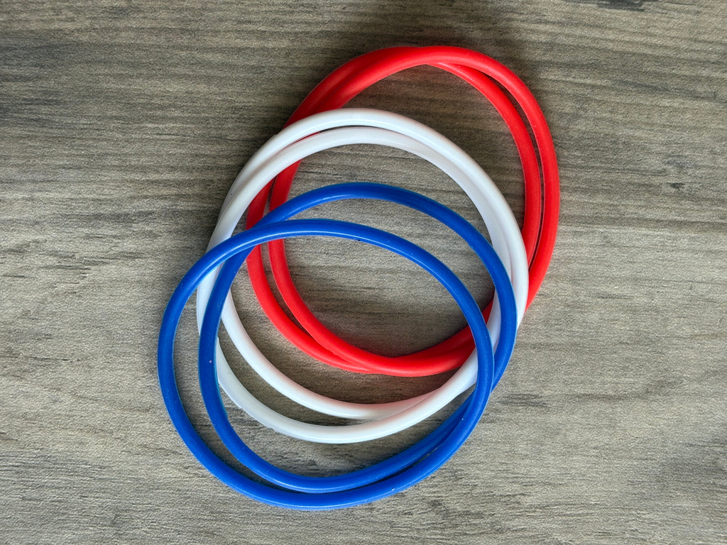 Red, White & Blue Silicone Jelly Bracelet Stack