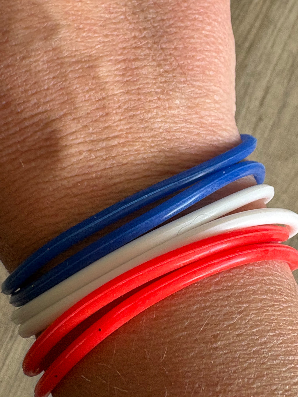 Red, White & Blue Silicone Jelly Bracelet Stack