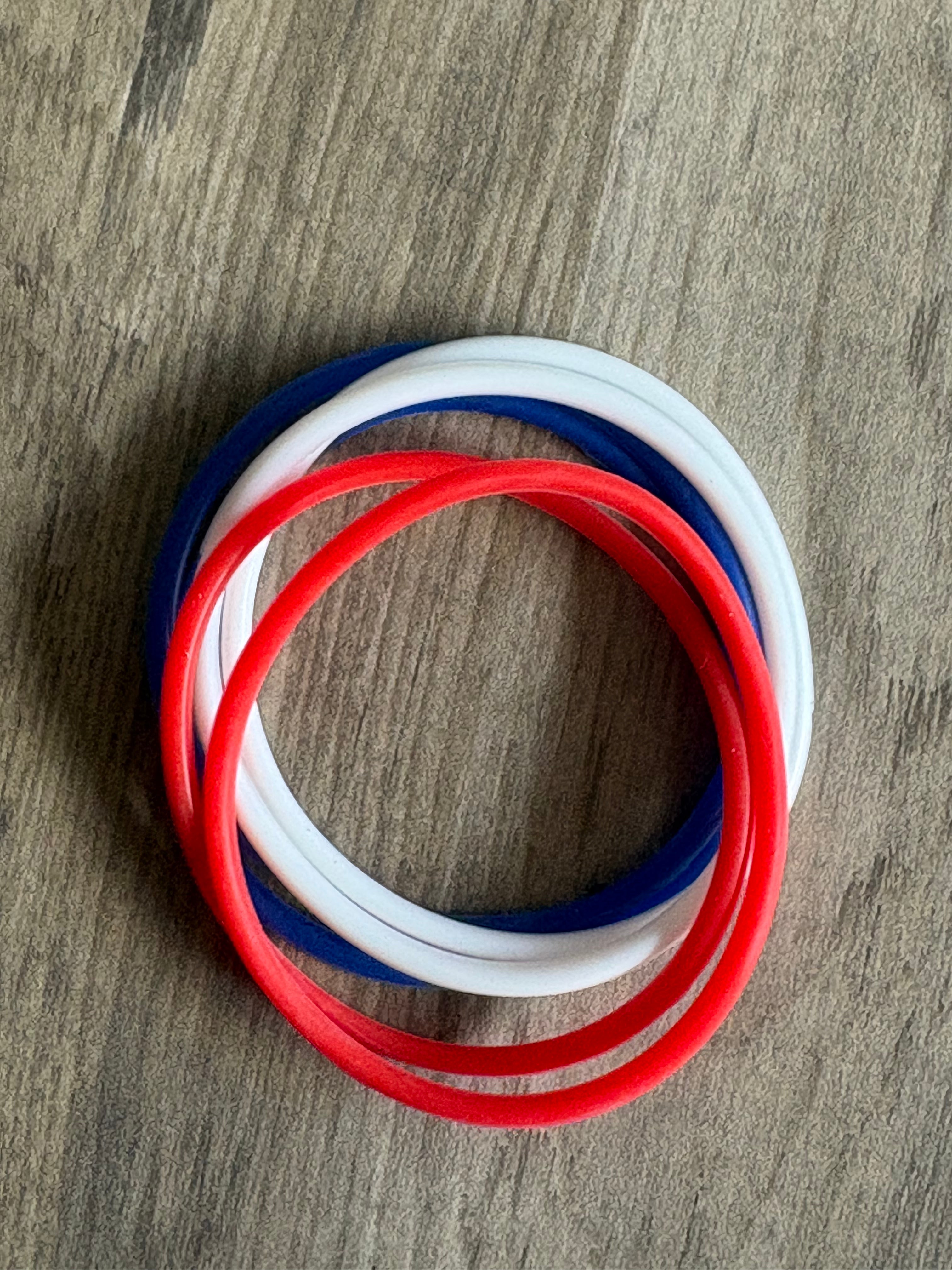 Red, White & Blue Silicone Jelly Bracelet Stack