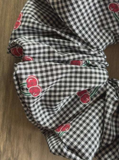 Cherry Gingham Scrunchie