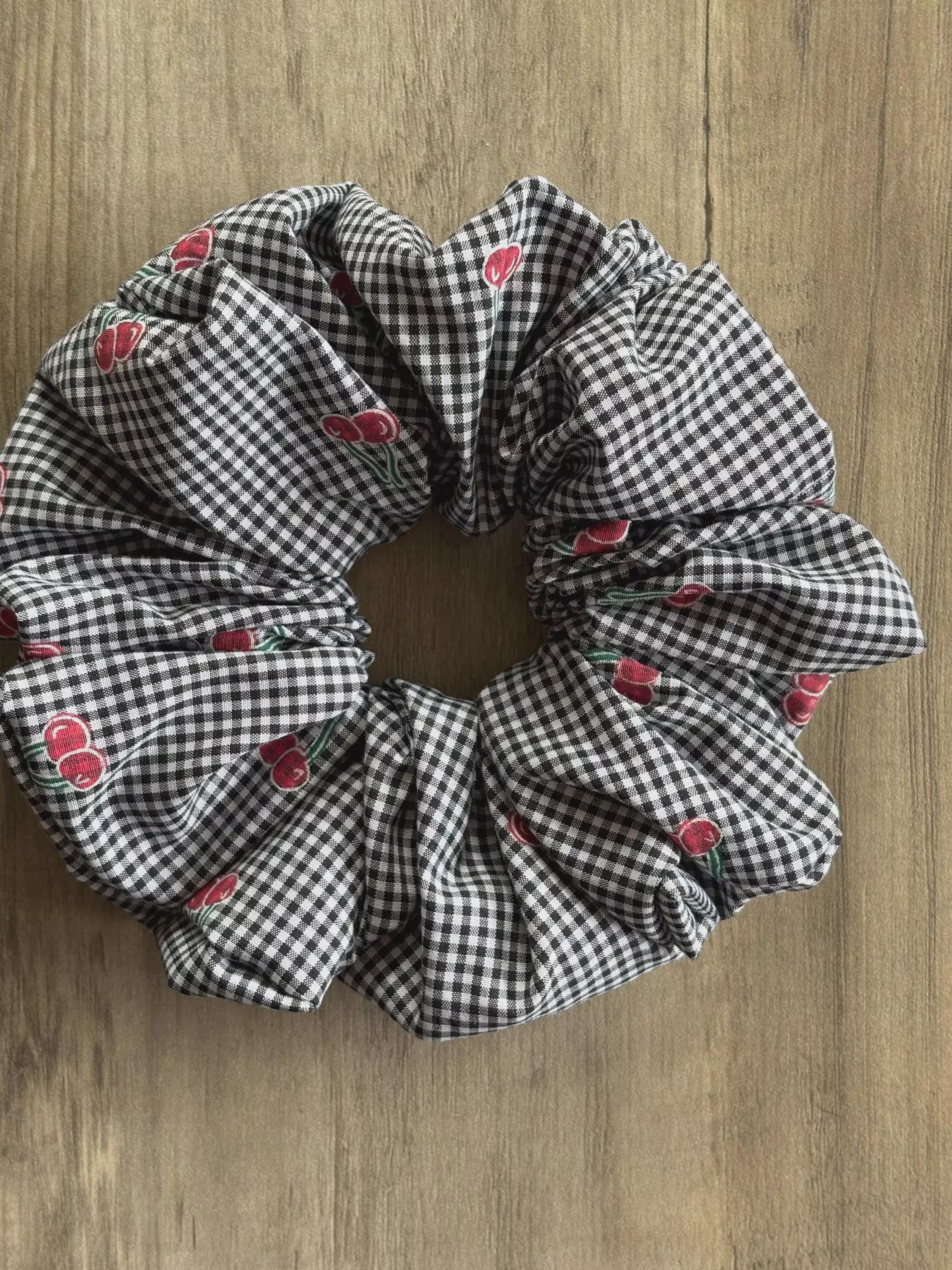 Cherry Gingham Scrunchie