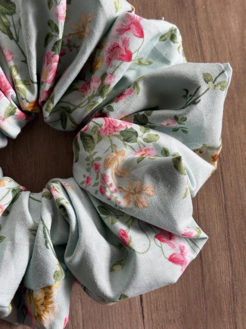 Mint Floral Scrunchie