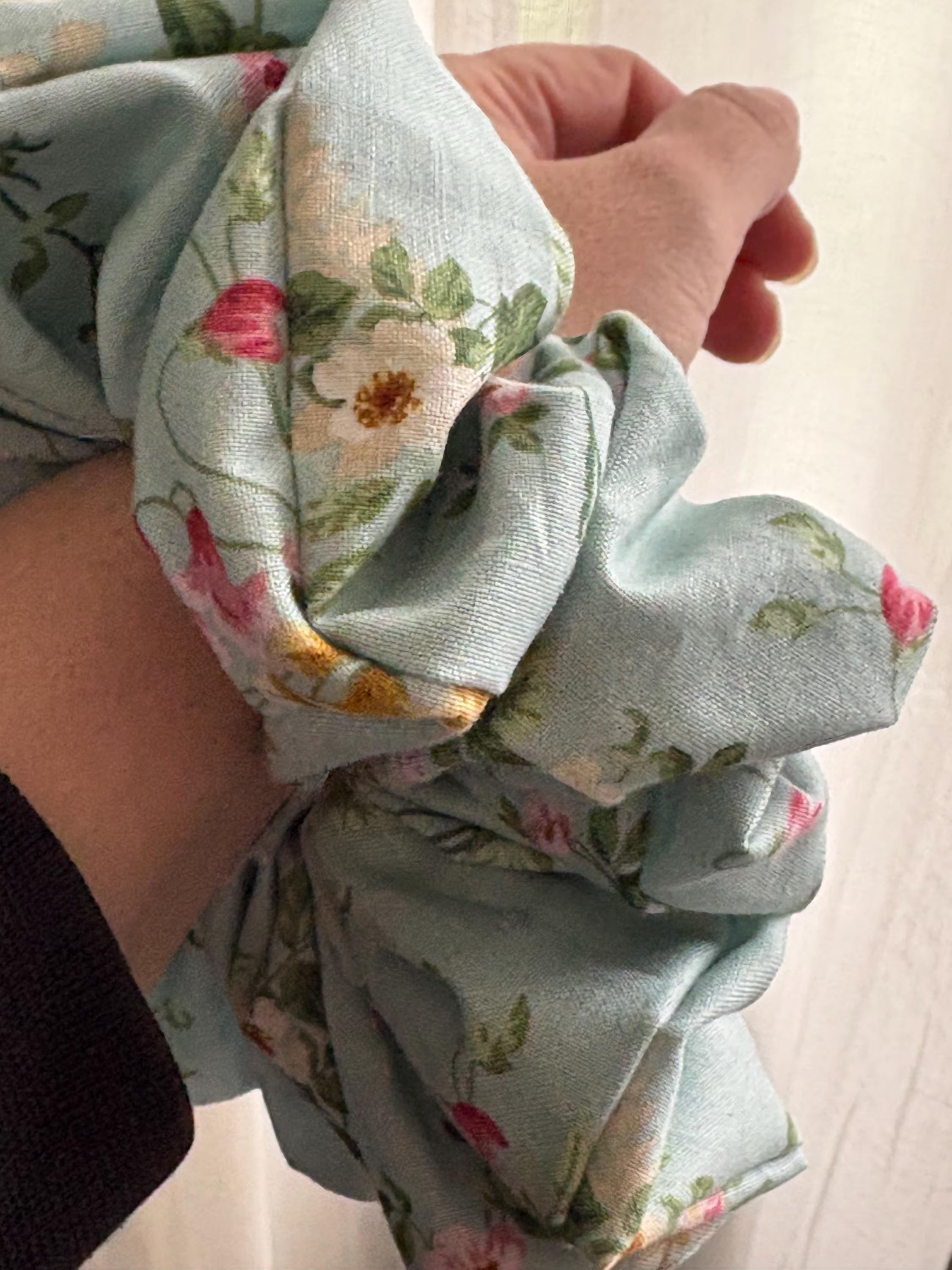 Mint Floral Scrunchie