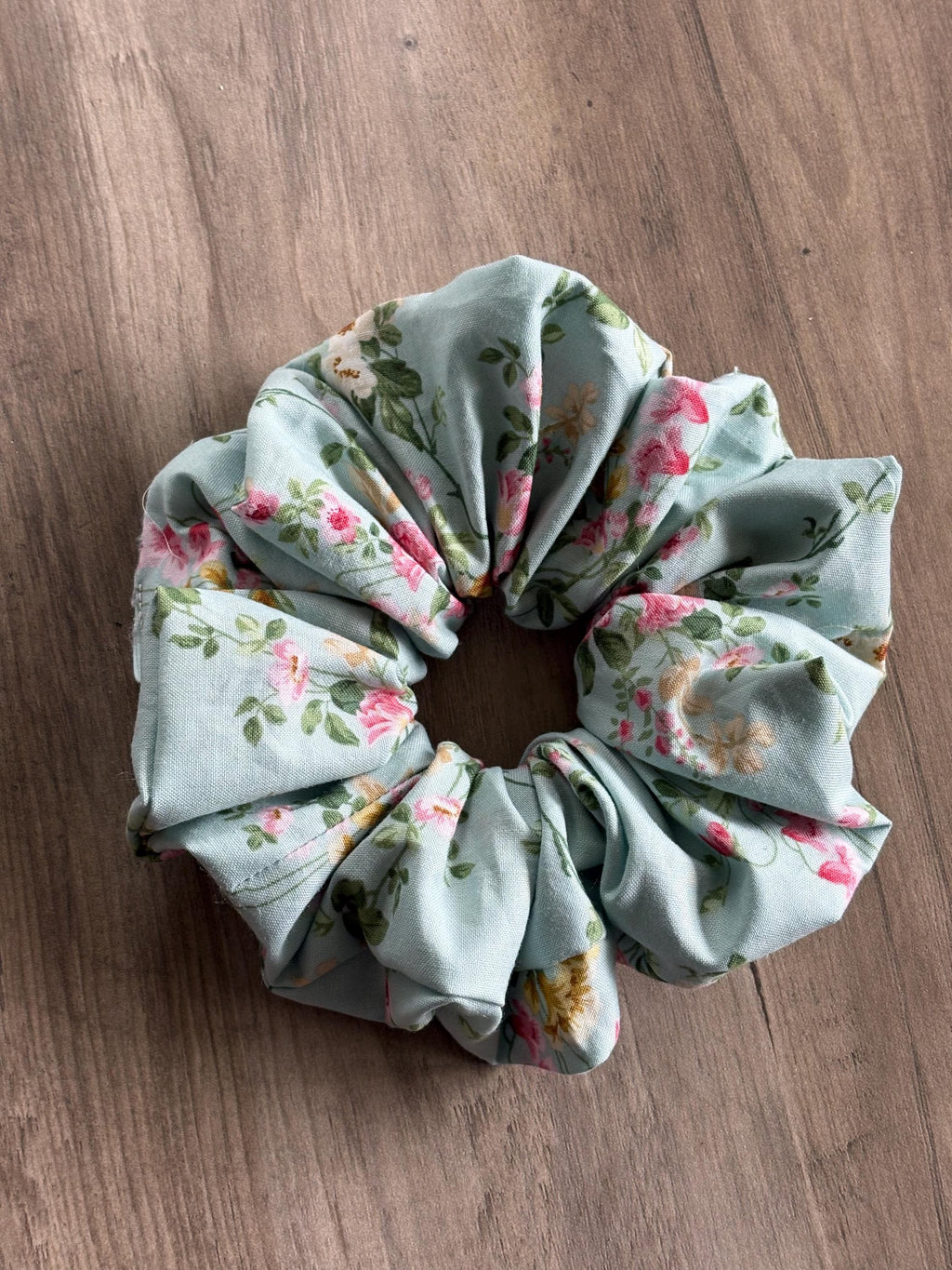 Mint Floral Scrunchie