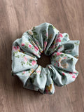Mint Floral Scrunchie